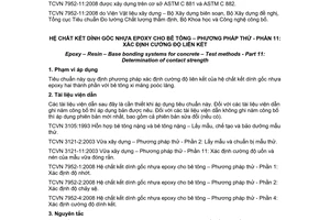 Tiêu chuẩn quốc gia TCVn 7952-11:2008 về hệ chất kết dính gốc nhựa epoxy cho bê tông - Phương pháp thử - Phần 11: Xác định cường độ liên kết