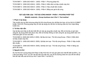 Tiêu chuẩn quốc gia TCVN 5887-1:2008 (ISO 4545-1 : 2005) về Vật liệu kim loại – Thử độ cứng Knoop – Phần 1: Phương pháp thử