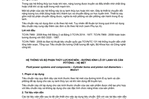 Tiêu chuẩn quốc gia TCVN 7969:2008 (ISO 3320 : 1987) về Hệ thống và bộ phận thuỷ lực/khí nén - Đường kính lỗ xy lanh và cần pittông - Hệ mét