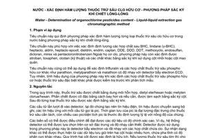 Tiêu chuẩn quốc gia TCVN 7876:2008 về Nước - Xác định hàm lượng thuốc trừ sâu clo hữu cơ - Phương pháp sắc ký khí chiết lỏng-lỏng