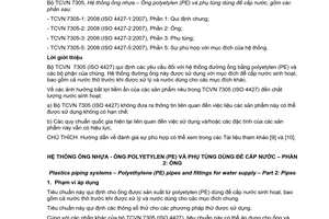 Tiêu chuẩn quốc gia TCVN 7305-2:2008 (ISO 4427-2 : 2007) về Hệ thống ống nhựa - Ống nhựa polyetylen (PE) và phụ tùng dùng để cấp nước - Phần 2: Ống