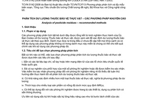 Tiêu chuẩn Việt Nam TCVN 5142:2008 (CODEX STAN 229-1993, Rev.1-2003) về phân tích dư lượng thuốc bảo vệ thực vật - các phương pháp khuyến cáo