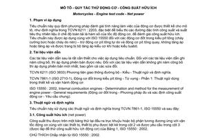 Tiêu chuẩn quốc gia TCVN 6439:2008 (ISO 4106 : 2004) về Mô tô - Quy tắc thử động cơ - Công suất hữu ích