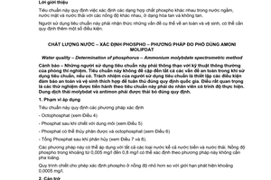 Tiêu chuẩn quốc gia TCVN 6202:2008 (ISO 6878 : 2004) về Chất lượng nước - Xác định phospho - Phương pháp đo phổ dùng amoni molipdat