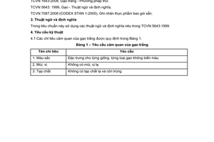 Tiêu chuẩn Việt Nam TCVN 5644:2008 về gạo trắng - yêu cầu kỹ thuật