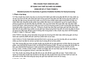 Tiêu chuẩn quốc gia TCVN 7248:2008 (ISO/ASTM 51204:2004) về Tiêu chuẩn thực hành đo liều áp dụng cho thiết bị chiếu xạ gamma dùng để xử lý thực phẩm