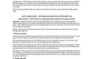 Tiêu chuẩn quốc gia TCVN 6493:2008 (ISO 9562 : 2000) về Chất lượng nước - Xác định halogen hữu cơ dễ bị hấp thụ