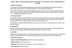 Tiêu chuẩn quốc gia TCVN 7952-1:2008 về hệ chất kết dính gốc nhựa epoxy cho bê tông - Phương pháp thử - Phần 1: Xác định độ nhớt