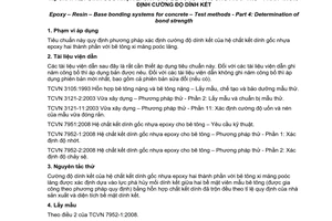 Tiêu chuẩn quốc gia TCVN 7952-4:2008 về hệ chất kết dính gốc nhựa epoxy cho bê tông - Phương pháp thử - Phần 4: Xác định cường độ dính kết