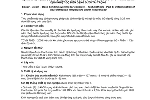 Tiêu chuẩn quốc gia TCVN 7952-6:2008 về hệ chất kết dính gốc nhựa epoxy cho bê tông - Phương pháp thử - Phần 6: Xác định nhiệt độ biến dạng dưới tải trọng uốn