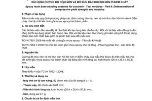 Tiêu chuẩn quốc gia TCVN 7952-9:2008 về hệ chất kết dính gốc nhựa epoxy cho bê tông - Phương pháp thử - Phần 9: Xác định cường độ chịu nén và mô đun đàn hồi khi nén ở điểm chảy