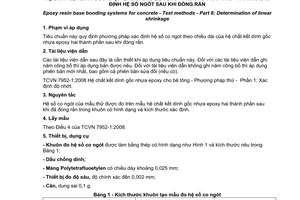 Tiêu chuẩn quốc gia TCVN 7952-8:2008 về hệ chất kết dính gốc nhựa epoxy cho bê tông - Phương pháp thử - Phần 8: Xác định hệ số co ngót sau khi đóng rắn