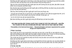 Tiêu chuẩn quốc gia TCVN ISO 22005:2008 (ISO 22005 : 2007) về Xác định nguồn gốc trong chuỗi thực phẩm và thức ăn chăn nuôi - Nguyên tắc chung và yêu cầu cơ bản đối với việc thiết kế và thực hiện hệ thống