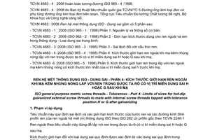 Tiêu chuẩn quốc gia TCVN 4683-4:2008 (ISO 965 - 4: 1998) về Ren hệ mét thông dụng ISO - Dung sai - Phần 4: Kích thước giới hạn ren ngoài khi mạ kẽm nhúng nóng lắp với ren trong được ta rô có vị trí miền dung sai H hoặc G sau mạ