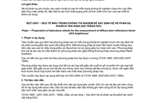 Tiêu chuẩn quốc gia TCVN 6729:2008 (ISO 3688 : 1999) về Bột giấy - Xeo tờ mẫu trong phòng thí nghiệm để xác định hệ số phản xạ khuếch tán xanh (độ trắng ISO)
