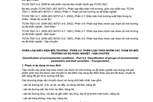 Tiêu chuẩn quốc gia TCVN 7921-3-2:2008 (IEC 60721-3-2 : 1997) về Phân loại điều kiện môi trường - Phần 3-2: Phân loại theo nhóm các tham số môi trường và độ khắc nghiệt - Vận chuyển