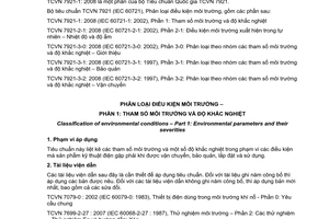 Tiêu chuẩn quốc gia TCVN 7921-1:2008 (IEC 60721-1: 2002) về Phân loại điều kiện môi trường - Phần 1: Tham số môi trường và độ khắc nghiệt