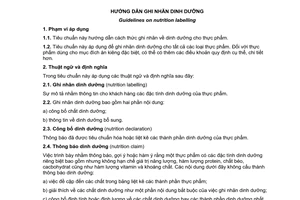 Tiêu chuẩn quốc gia TCVN 7088:2008 (CAC/GL 2-2003) về Hướng dẫn ghi nhãn dinh dưỡng