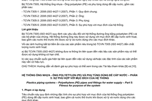 Tiêu chuẩn quốc gia TCVN 7305-5:2008 (ISO 4427-5:2007) về Hệ thống ống nhựa - Ống nhựa polyetylen (PE) và phụ tùng dùng để cấp nước - Phần 5: Sự phù hợp với mục đích của hệ thống