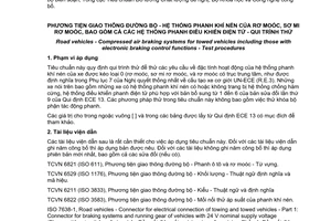 Tiêu chuẩn quốc gia TCVN 7360:2008 (ISO 7634 : 2007) về Phương tiện giao thông đường bộ - Hệ thống phanh khí nén của rơ moóc, sơ mi rơ moóc, bao gồm cả các hệ thống phanh điều khiển điện tử - Quy trình thử
