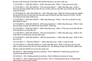 Tiêu chuẩn quốc gia TCVN 6627-1:2008 (IEC 60034-1 : 2004) về Máy điện quay - Phần 1: Thông số đặc trưng và tính năng