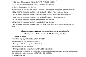 Tiêu chuẩn quốc gia TCVN 7917-4:2008 (IEC 60851-4: 2005) về Dây quấn - Phương pháp thử nghiệm - Phần 4: Đặc tính hoá