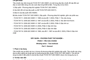 Tiêu chuẩn Việt Nam TCVN 7917-1:2008 (IEC 60851-1 : 1996, AMD 1: 2003) về dây quấn - Phương pháp thử nghiệm - Phần 1: Yêu cầu chung