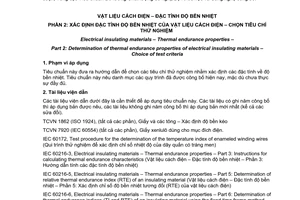 Tiêu chuẩn quốc gia TCVN 7919-2:2008 (IEC 60216-2 : 2005) về Vật liệu cách điện - Đặc tính độ bền nhiệt - Phần 2: Xác định đặc tính độ bền nhiệt của vật liệu cách điện - Chọn tiêu chí thử nghiệm