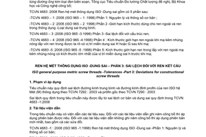 Tiêu chuẩn quốc gia TCVN 4683-3:2008 (ISO 965 -3: 1998) về Ren hệ mét thông dụng ISO - Dung sai - Phần 3: Sai lệch đối với ren kết cấu