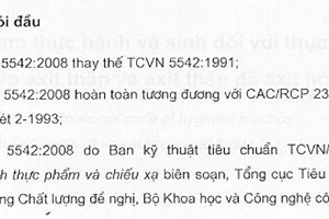 Tiêu chuẩn Việt Nam TCVN 5542:2008 (CAC/RCP 23-1979, Rev.2-1993) về quy phạm thực hành vệ sinh đối với thực phẩm đóng hộp axit thấp và axit thấp đã axit hoá