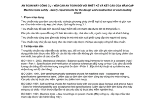 Tiêu chuẩn quốc gia TCVN 7977:2008 (ISO 16156 : 2004) về An toàn máy công cụ - Yêu cầu an toàn đối với thiết kế và kết cấu của mâm cặp