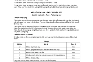 Tiêu chuẩn quốc gia TCVN 1830:2008 (ISO 8492 : 1998) về Vật liệu kim loại - Ống - Thử nén bẹp