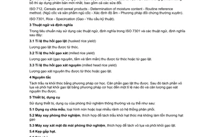 Tiêu chuẩn Việt Nam TCVN 7983:2008 về gạo – xác định tỷ lệ thu hồi tiềm năng từ thóc và từ gạo lật