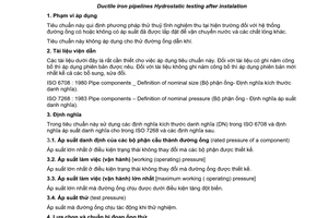 Tiêu chuẩn quốc gia TCVN 7972:2008 (ISO 10802 : 1992) về Vật liệu kim loại - Đường ống bằng gang dẻo - Thử thuỷ tĩnh sau khi lắp đặt