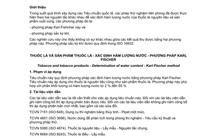 Tiêu chuẩn quốc gia TCVN 5081:2008 (ISO 6488:2004) về Thuốc lá và sản phẩm thuốc lá - Xác định hàm lượng nước - Phương pháp Karl Fischer