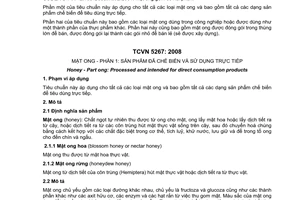 Tiêu chuẩn Việt Nam TCVN 5267-1:2008 (CODEX STAN 12:1981, sx 2-2001, Phần 1) về mật ong - Phần 1: Sản phẩm đã chế biến và sử dụng trực tiếp