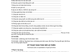 Tiêu chuẩn Việt Nam TCVN 5326:2008 về kỹ thuật khai thác mỏ lộ thiên