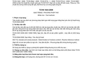Tiêu chuẩn Việt Nam TCVN 1643:2008 về gạo trắng - phương pháp thử
