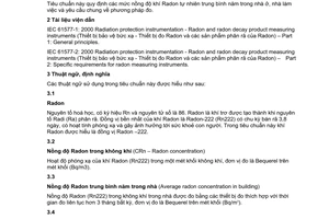 Tiêu chuẩn Việt Nam TCVN 7889:2008 về nồng độ khí radon tự nhiên trong nhà - mức quy định và yêu cầu chung về phương pháp đo
