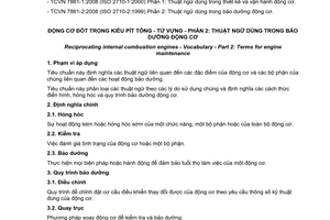 Tiêu chuẩn quốc gia TCVN 7861-2:2008 (ISO 2710-2:1999) về Động cơ đốt trong kiểu Pittông - Từ vựng - Phần 2: Thuật ngữ bảo dưỡng động cơ