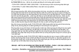 Tiêu chuẩn Việt Nam TCVN 7878-1:2008 (ISO 1996-1:2003) về âm học - Mô tả, đo và đánh giá tiếng ồn môi trường - Phần 1: Các đại lượng cơ bản và phương pháp đánh giá