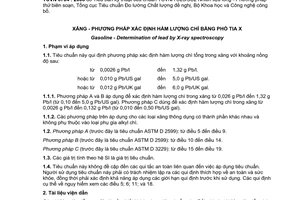 Tiêu chuẩn quốc gia TCVN 6704:2008 (ASTM D 5059-03e1) về Xăng - Phương pháp xác định hàm lượng chì bằng phổ tia X