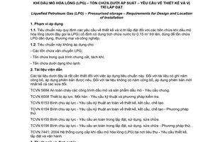 Tiêu chuẩn Việt Nam TCVN 6486:2008 về Khí dầu mỏ hoá lỏng (LPG) - Tồn chứa dưới áp suất - Yêu cầu về thiết kế và vị trí lắp đặt