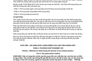 Tiêu chuẩn quốc gia TCVN 6039-3:2008 (ISO 1183-3 : 1999) về Chất dẻo - Xác định khối lượng riêng của chất dẻo không xốp - Phần 3: Phương pháp Picnomet khí