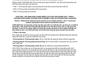 Tiêu chuẩn quốc gia TCVN 6039-1:2008 (ISO 1183-1 : 2004) về Chất dẻo - Xác định khối lượng riêng của chất dẻo không xốp - Phần 1: Phương pháp ngâm, phương pháp Picnomet lỏng và phương pháp chuẩn độ