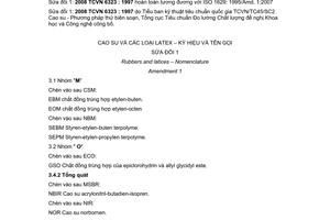 Tiêu chuẩn quốc gia TCVN 6323:1997/SĐ1:2008 (ISO 1629 : 1995/Amd. 1 : 2007) về Cao su và các loại latex - Ký hiệu và tên gọi