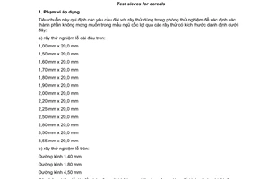 Tiêu chuẩn Việt Nam TCVN 4994:2008 (ISO 5223:1995, with Amendment 1:1999) về rây thử ngũ cốc