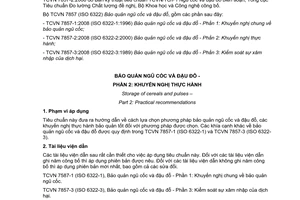 Tiêu chuẩn Việt Nam TCVN 7857-2 : 2008 (ISO 6322-2 : 2000) về bảo quản ngũ cốc và đậu đỗ - Phần 2: Khuyến nghị thực hành