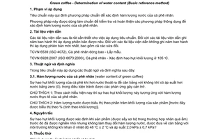 Tiêu chuẩn Việt Nam TCVN 6537:2007 (ISO 1446:2001) về cà phê nhân - xác định hàm lượng nước (phương pháp chuẩn)