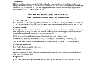 Tiêu chuẩn quốc gia TCVN 5227:2007 (ISO 567:1995) về Cốc - Xác định tỷ khối trong thùng chứa nhỏ